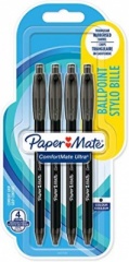PaperMate Comfortmate Ultra Retractable Ballpoint Pen Medium Tip 1.0 mm - Black - Pack of 4