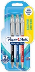 Paper Mate Flexgrip Elite RT Retractable Ball Pen Large Tip 1.4mm - Assorted Standard Colours - Pack of 3