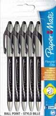 Paper Mate Flexgrip Elite RT Retractable Ball Pen Large Tip 1.4mm - Black - Pack of 5