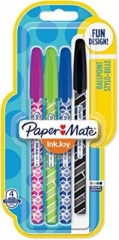 Paper Mate InkJoy 100 CAP Wrap Ballpoint Pens, Medium Point - Assorted Colours - Pack of 4