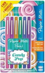Paper Mate Flair Candy POP Pens, Medium Point, Assorted Colours - Pack of 6