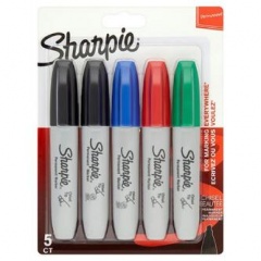 Sharpie Permanent Markers, Chisel Tip - Assorted Colours - Pack of 5