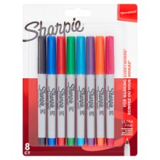 Sharpie Permanent Markers, Ultra-Fine Tip - Assorted - Pack of 8