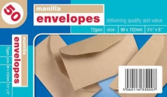 Colman 50 Pack 89mm x 152mm Gummed Manilla Envelopes