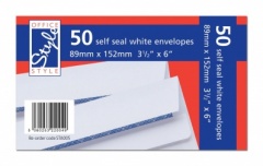 Colman 50 Pack 89mm x 152mm Self Seal White Envelopes