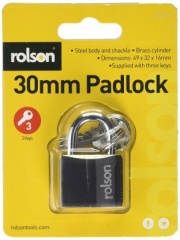Rolson 30mm Black Padlock 66403