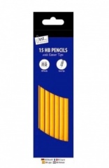15 HB Pencils with Eraser Tops