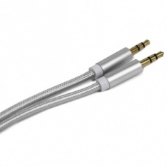 FX Powabud Aux-In-Cable 3.5mm Braided Silver