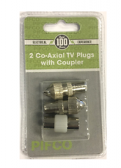 Two Co-axial TV Plugs with Coupler