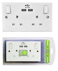 PIFCO 2 Gang Switched Socket with 2 x USB
