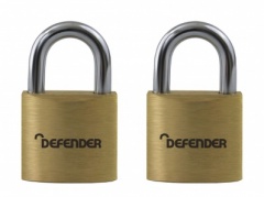 SQUIRE 20mm Brass Padlock Twin Pack Branded Defender