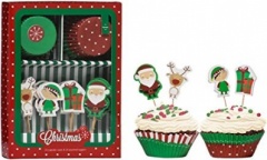 48PC CHRISTMAS CUPCAKE ASS WITH TOPPERS SET