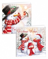 10 SQUARE FAMILY SNOWMAN CARDS