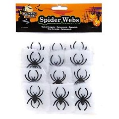 12 SPIDER AND WEB PACKS IN     POLYBAG WITH HEADER CARD