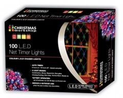 Benross 100 Multicolour LED Net Timer Battery Operated Chaser Christmas Lights Home Indoor Outdoor Decor (76060)