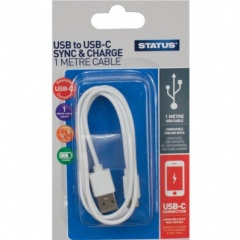 ****1 Mtr - USB 3.1 Type C Phone Charging Cable  - White - Status - 1 pk - Blister Card