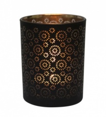 Table Tech Sevilla 12.5cm Glass Candle Holder, Black, Copper