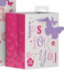 ED BAGS, FEMALE BUTTERFLY TEXT , MED, PK OF 6