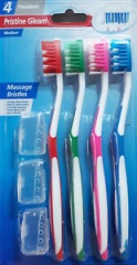Medium Toothbrushes with 3 Covers 4pk