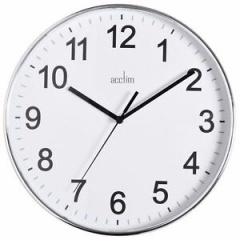 ACCTIM Crewe 25cm Chrome Look Wall Clock With White Dial  (22557)