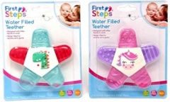 2 COLOUR WATER FILLED TEETHING RINGS WITH PANELS (FS655)