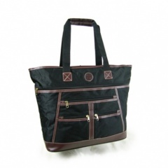 Black Shopping Bag with large internal compartment and tree front zipped pockets, 37x46x15cm (SH104P-BK)