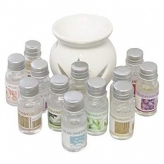 Oil Wax Tart Diffuser Aromatherapy Tea Light Aroma Ceramic Burner + 12 Scented Fragrance Essential Oils ( 51805)