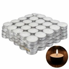 100 White Tea Light Candle 4 Hour Long Burn Paraffin Wax Night Lantern Unscented