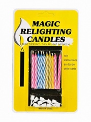 10 magic candles with holder 6cm colours asst