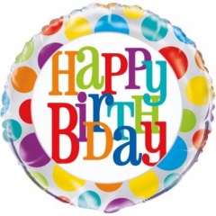 18'' Rainbow Dot Birthday Foil Balloon