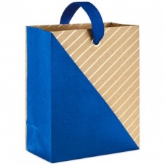ED GIFT BAGS, BLUE & GOLD STRIPES MEDIUM pack of 6