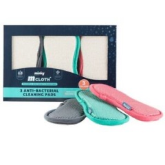 Minky M Cloth '3 Pack' - Anti-bacterial Cleaning Pad - Grey, Pink, Green