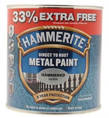 Hammerite Metal Paint Hammered - Silver - 750ml + 33% = 1L Tin (5158236)