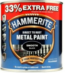 Hammerite Metal Paint - Smooth black - 750ml + 33% = 1L Tin (5158235)