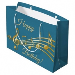 ED GIFT BAGS, GOLD & TEAL TEXT LARGE
