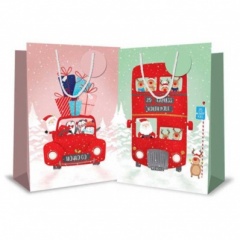 Gift Bag - Cute Santa Car & Bus - Super Jumbo