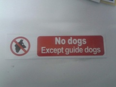 Stick On 50mm x 200mm 'N0 Dogs Exept Guide Dogs'