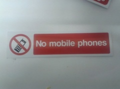 Stick On 50mm x 200mm 'No Mobile Phones'