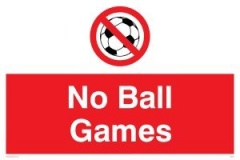 Stick On 50mm x 200mm 'No Ball Games'