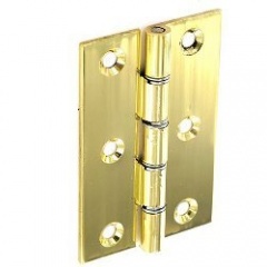 100mm Double Steel Washered Polished Brass Hinges (S4108)