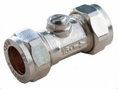 Compression Isolating Valve Slotted 15mm Chrome Plated