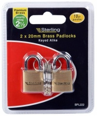 Sterling Brass Padlocks Pk2 20mm