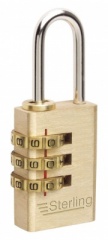Sterling 3 Dial Brass Combination Padlock 20mm