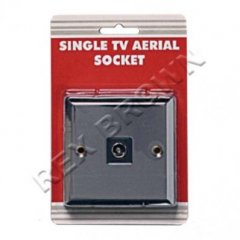 Red/Grey Flat Brushed Satin Stainless Steel  1G TV Aerial Socket SS44W