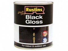 Rustins Quick Drying Water Based Black Gloss Paint 1Ltr