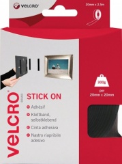 VELCRO Brand Stick On Tape - 20mm x 2.5m, Black