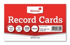 Silvine 5 X 3 Record Cards White (553W)
