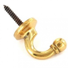 Brass Tieback Hook Ball End smallPk2  (Special Order) (S6501)