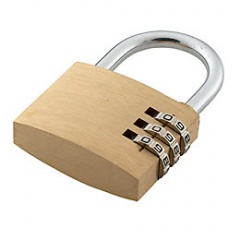 Tri-Circle Combination Padlock 28mm Brass Plated Carded (KD-T3502)