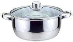 24cm S/S Casserole Taper Shape With Tempered Glass Lid
